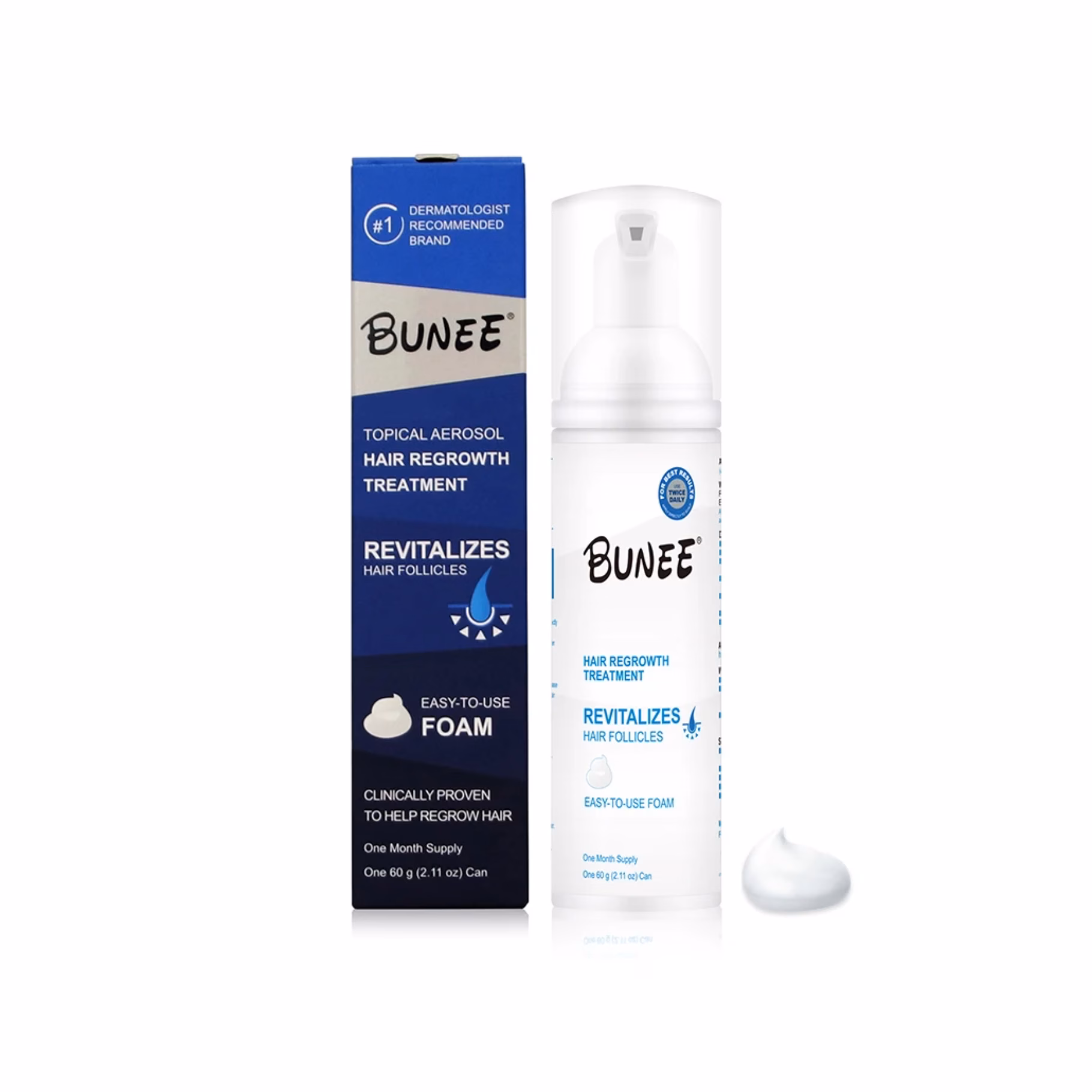 Bunee Minoxidil Foam on white background